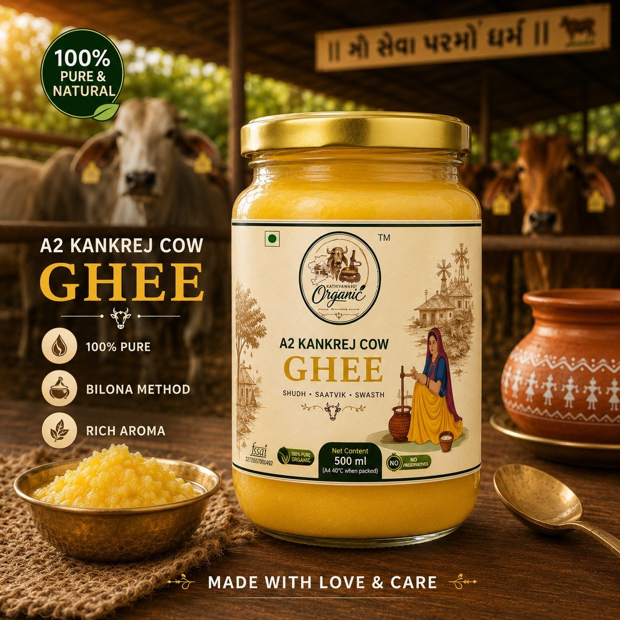 A2 Kankrej Cow Ghee 200ml